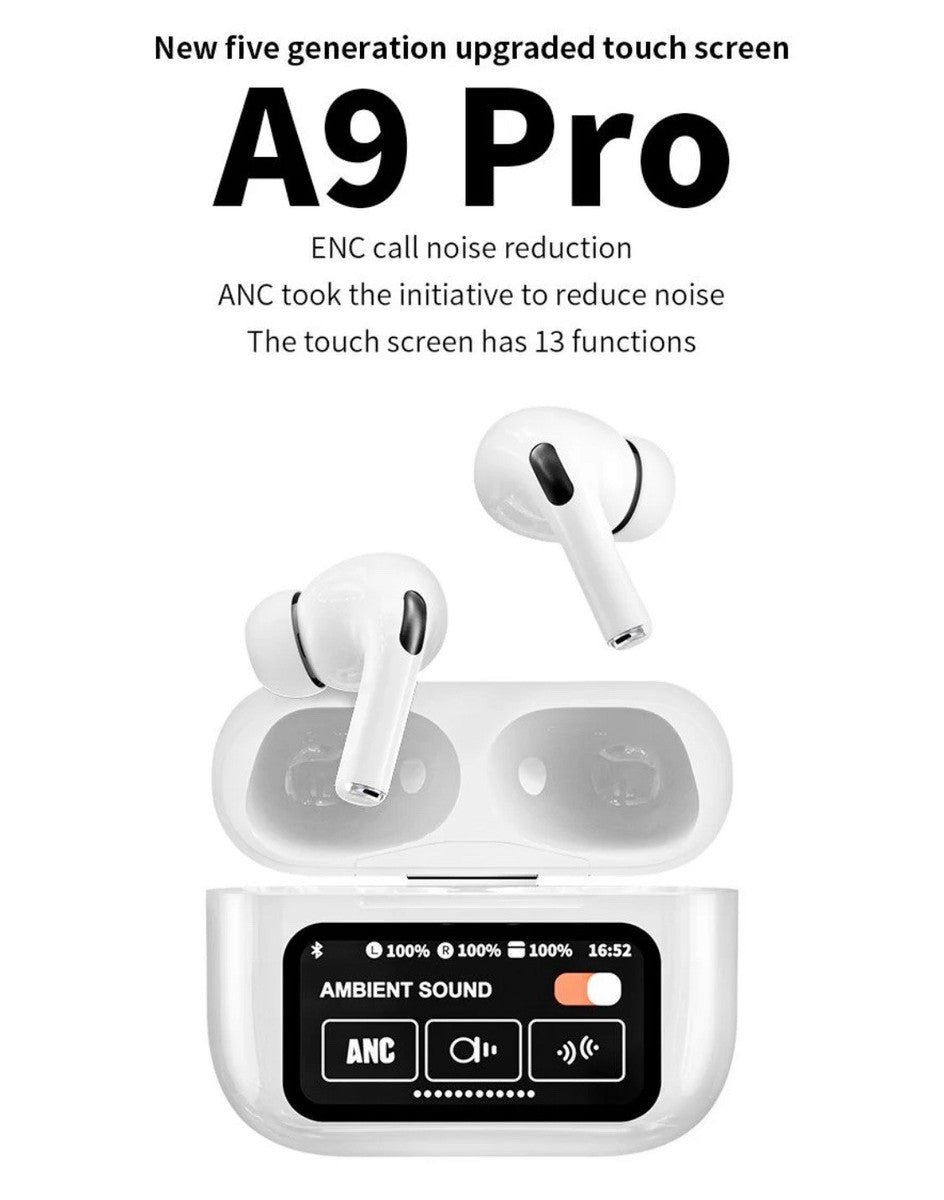 A9 Pro Wireless Earbuds with Active Noise Cancellation | Touch Screen